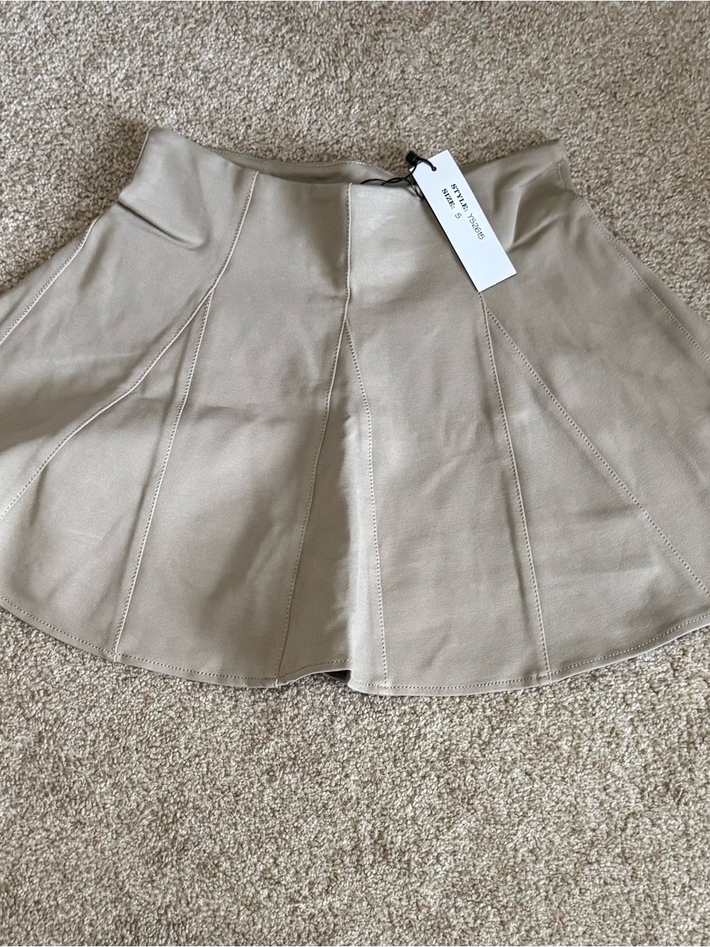 Faux Leather Circle Skirt in Taupe